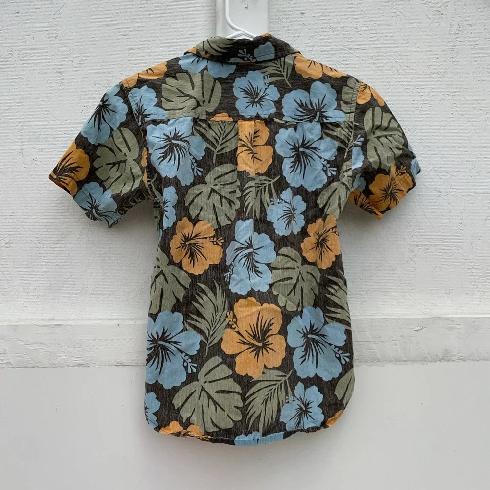 Gymboree Surf Legend Floral Short Sleeve Button Down Size M (7-8)